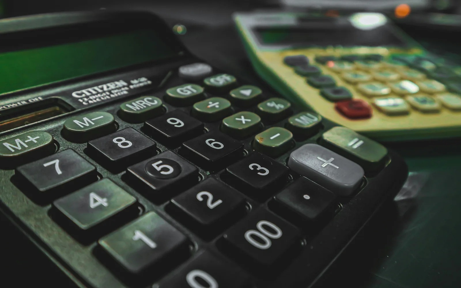 Calculator keys in close-up