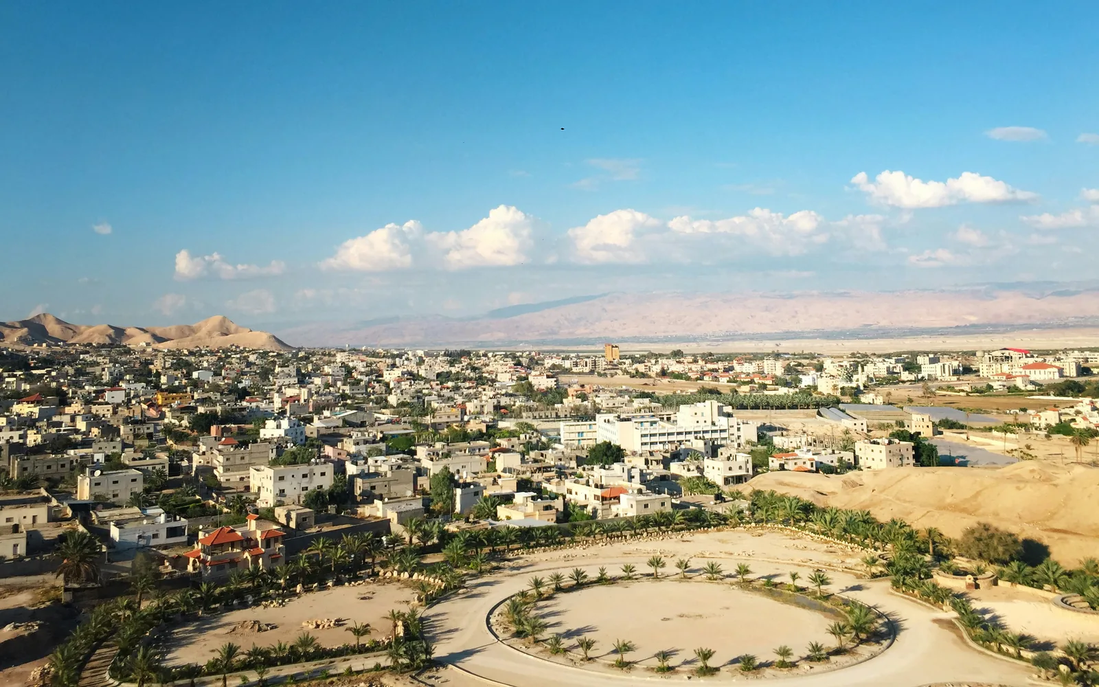 Aerial view of Jericho with the desert beyond