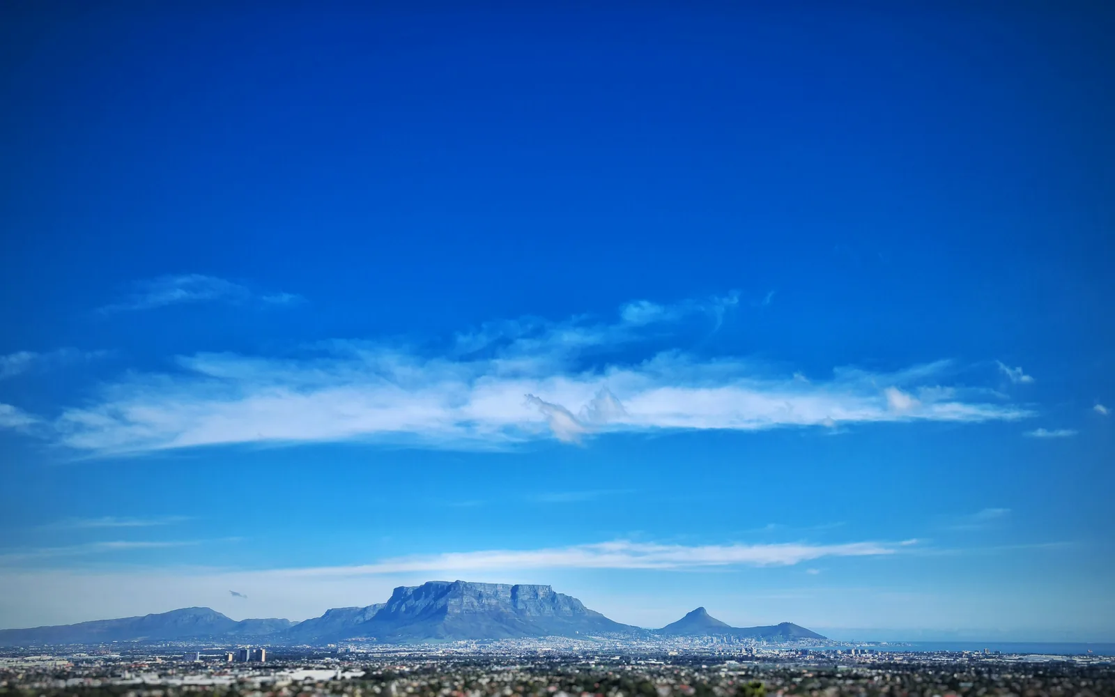Blue Table Mountain in Cape Town, South Africa 

